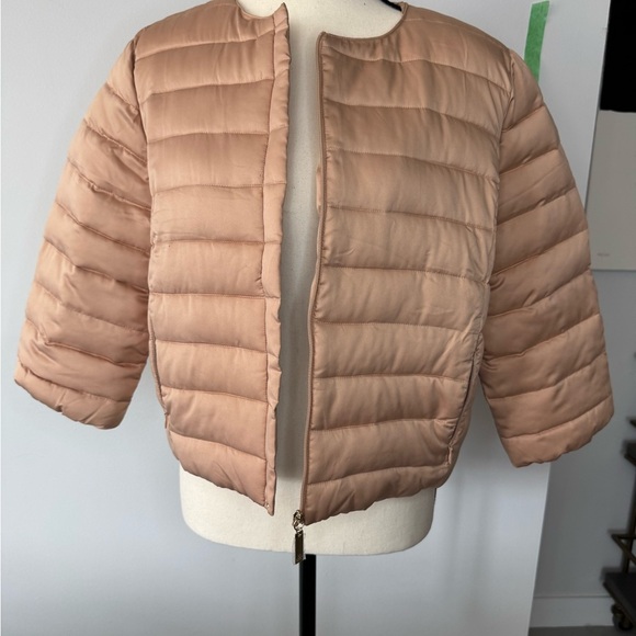 Elisabetta Franchi Peach Quilted Crop Coat - Size 46 (US 10) - Picture 16 of 17